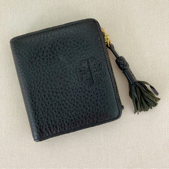 Tory Burch Handbags - Tory Burch | Taylor Mini Tassel-Zip Wallet Pebbled Black Leather